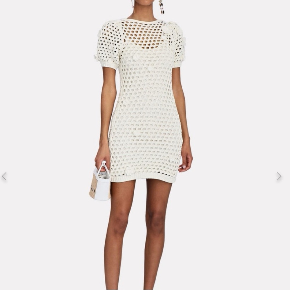 Something Navy White Crochet Mini dress in ivory